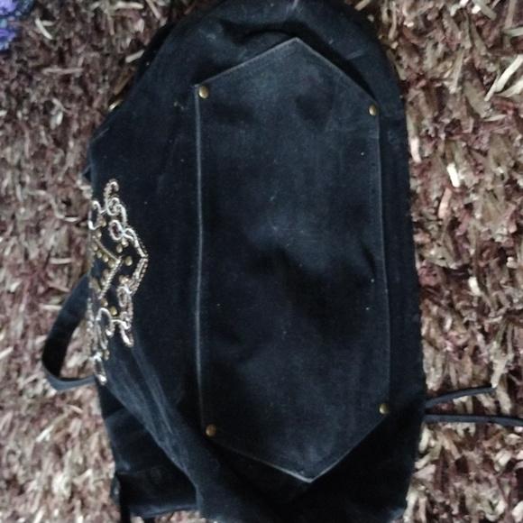 Gothic black shoulder/hand bag Cross design embellished with rivets. - Picture 8 of 11
